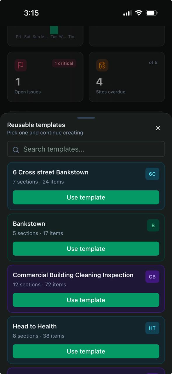 Smart Serve audit app on mobile