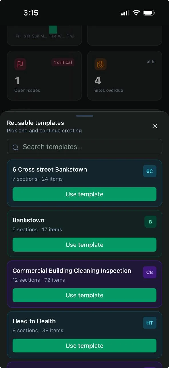Smart Serve audit app screenshot 1