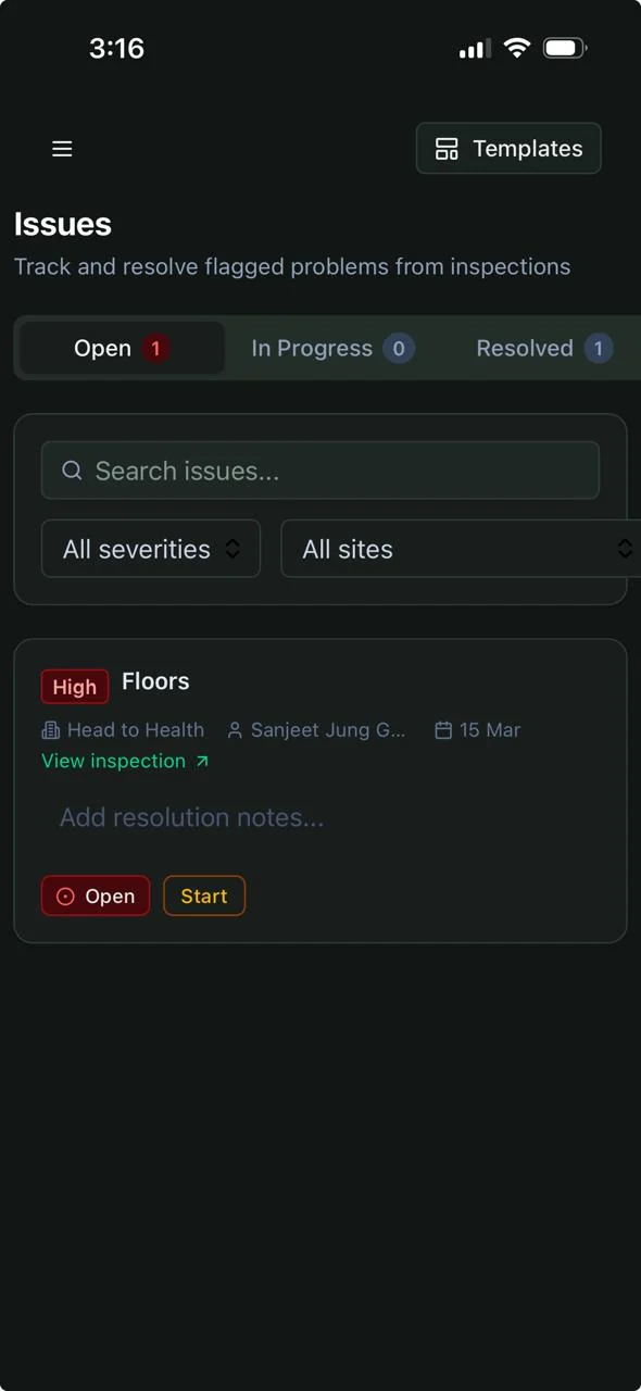 Smart Serve audit app screenshot 3